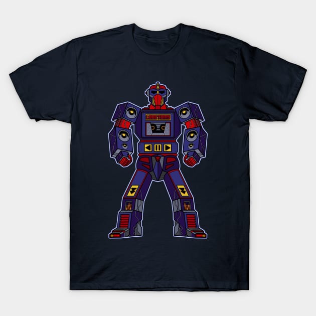 TRANSFORMER ROBOT TAPE PLAYER by Lobo Tomy T-Shirt by boozecruisecrew